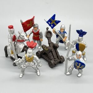 VTG Safari LTD Medieval Knights 2" Miniature 1/32 Figures Horse Catapult 8pc LOT